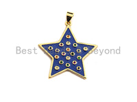 Enamel Colorful Five Star with colorful cz Pendant,CZ Micro Pave Oil Drop pendant,Enamel Jewelry,30x30mm,sku#F972
