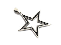 CZ Fully Micro Pave Five Star Pendant, Antique Silver Tone, Clear Cubic Zirconia Big Pave Star Charm Pendant, 39x40mm,sku#F983