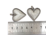 Antique Finish CZ Micro Pave Radical Heart Pendant, Silver Tone, Cubic Zirconia Big Pave Heart Charm Pendant,30x30mm, sku#F992
