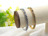 Colorful CZ Micro Pave Mosaic Bracelet, Silver/Gold Adjustable Bracelet, Minimal Bracelet,Buckle Bracelet,7x55x59mm,sku#X79