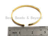 Colorful CZ Micro Pave Rainbow Thin Bangle Bracelet, Gold Thin Bracelet, Minimal Bracelet, cuff bracelets, 3x53x60mm,sku#X84
