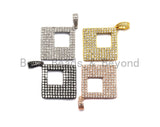 CZ Micro Pave Hollow out Square Pendant, Geometric Frame Shape Pendant Charm, Gold/Rose Gold/Silver/Gunmetal  Charms, 30x40mm, sku #X56