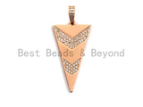 Triangle Shape with Arrow Pave CZ Pendant, CZ Pave Pendant, Gold/Silver/Rose Gold/Gunmetal Pendant, 20x46mm, sku#X102