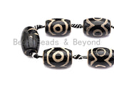 1pc/12pc Natural Tibetan Agate Barrel Eye Beads, Black White Dzi Eye beads, Barrel Agate Oval Beads, 15x22mm,sku#U495