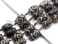 1pc/12pc Natural Tibetan Agate Barrel Eye Beads, Black White Dzi Eye beads, Barrel Agate Oval Beads, 15x22mm,sku#U495