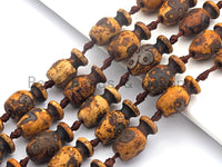 1pc/12pcs Natural Echted Tibetan agate Vase Shape Beads, Dzi Agate Beads, Chunky Tibetan Agate, Ancient Tibetan Beads, 15x25mm, sku#U514