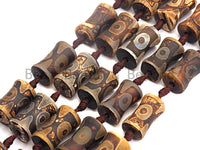 1pc/12pc  Etched Tibetan agate Spool Beads, Dzi Agate Beads, Chunky Tibetan Agate,Dark Brown Agate Beads, 15x22mm, sku# U518