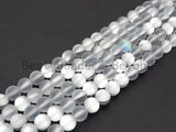 NEW COLOR Silver Gray Spectrolite Quartz, Silver Clear Crystal Round 6mm/8mm/10mm/12mm beads, Manmade Moonstone, 15.5inch strand, SKU#U519