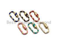 Colorful Enamel Pave Oval Shape Clasp, Carabiner Clasp, 11x25mm, sku#H161