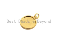 Lotus Flower on Disc Coin Pendant/Charm,Yoga Cubic Zirconia Pendant, Silver/Gold Tone,15x18mm,Sku#Z429