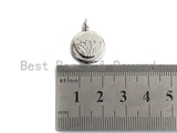 Lotus Flower on Disc Coin Pendant/Charm,Yoga Cubic Zirconia Pendant, Silver/Gold Tone,15x18mm,Sku#Z429