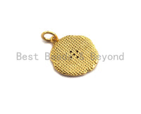 Clear Black CZ Micro Pave Starburst Hammered Gold Pendant/Charm,Star Cubic Zirconia Pendant, 24K Gold Tone,15x17mm,Sku#Z446 BestbeadsbeyondUS