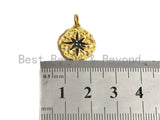 Clear Black CZ Micro Pave Starburst Hammered Gold Pendant/Charm,Star Cubic Zirconia Pendant, 24K Gold Tone,15x17mm,Sku#Z446 BestbeadsbeyondUS