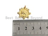 Medallion Coin Pendant/Charm, Medallion Cubic Zirconia Pendant, Silver/Gold Tone, 20x20mm,Sku#Z449