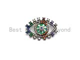 Colorful CZ Micro Pave Oval Evil Eye Shape Pendant,Cubic Zirconia Oval Charm,Gold/Silver Tone,24x17mm,sku#Z471