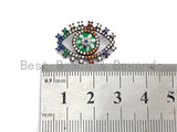 Colorful CZ Micro Pave Oval Evil Eye Shape Pendant,Cubic Zirconia Oval Charm,Gold/Silver Tone,24x17mm,sku#Z471