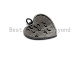 CZ Micro Pave Hollow Out Music Note On Heart Pendant, Bracelet Necklace Cubic Zirconia  Heart Pendant Charm, 22x22mm,sku#Z477