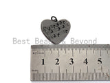 CZ Micro Pave Hollow Out Music Note On Heart Pendant, Bracelet Necklace Cubic Zirconia  Heart Pendant Charm, 22x22mm,sku#Z477