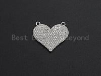 CZ Micro Pave Heart Pendant/Charm, Bracelet Necklace Cubic Zirconia  Heart Pendant Charm, Silver/Gold Tone,24x21mm,sku#Z480