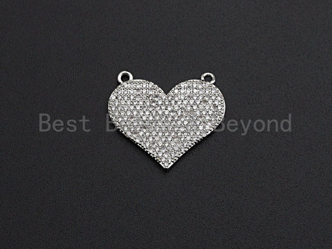 CZ Micro Pave Heart Pendant/Charm, Bracelet Necklace Cubic Zirconia  Heart Pendant Charm, Silver/Gold Tone,24x21mm,sku#Z480 BestbeadsbeyondUS