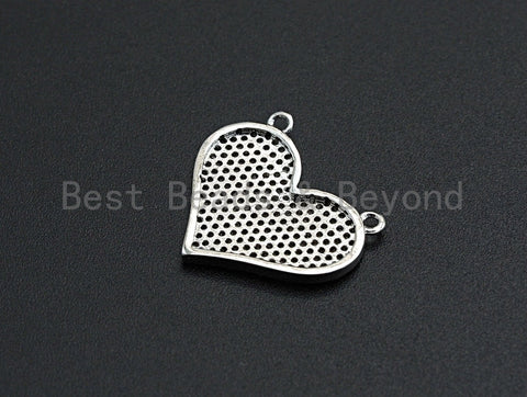 CZ Micro Pave Heart Pendant/Charm, Bracelet Necklace Cubic Zirconia  Heart Pendant Charm, Silver/Gold Tone,24x21mm,sku#Z480 BestbeadsbeyondUS
