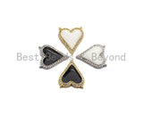 Enamel White and Black heart Pendant, CZ Micro Pave Oil Drop Heart pendant, Enamel Jewelry,16x19mm, #Z481