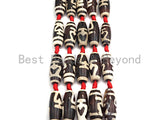 1pc/10pcs Natural Tibetan Agate Beads, Brown white Heart Tibetan Long Oval Shape Beads, Dzi Agate Beads, 12x30mm, sku#U540