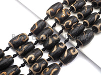 1pc/11pcs Natural Tibetant Agate beads, Ancient Tibetan Barrel Shape Beads, Black White Dzi Agate beads, 15x25mm, sku#U554