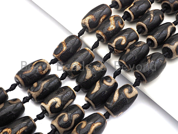 1pc/11pcs Natural Tibetant Agate beads, Ancient Tibetan Barrel Shape Beads, Black White Dzi Agate beads, 15x25mm, sku#U554 Bestbeads&Beyond