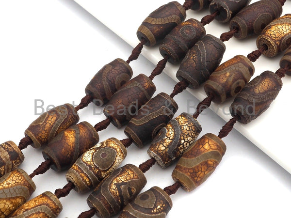 1pc/11pcs Natural Tibetant Agate beads, Ancient Tibetan Barrel Shape Beads, Dzi Brown Agate beads, 15x25mm, sku#U555