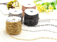7x16mm Paper Clip Chain by Yard,  18K Real Gold Plated/ Gunmetal / Silver/ Rose Gold Paper Clip Chain, Wholesale bulk Chain, sku#E500