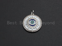 NEW Enamel Evil Eye Sun On Round Coin Pendant,Cz Micro Pave Oil Drop Round pendant,Enamel Charm,Enamel Jewelry,19x21mm,sku#Z515 BestbeadsbeyondUS