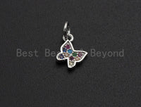 Cute Colorful CZ Micro Pave Butterfly Shaped Pendant/Charm, Cubic Zirconia Pendant Charm,6x8mm,sku#Z536