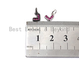 Fuchsia CZ Micro Pave Heart Shaped Pendant/Charm, Pink Heart Charm, Cubic Zirconia Pendant Charm,7x7mm,sku#Z539