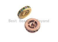 Multicolor CZ Micro Pave Wheel Spacer Beads, Cubic Zirconia Spacer beads, Bracelet spacers, 6mm/8mm/10mm,sku# C108