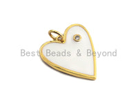 Enamel heart Pendant with CZ, heart pendant, 16x18mm,sku#Z412