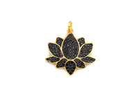 CZ Micro Pave Lotus Flower Shaped Pendant/Charm, Yoga Cubic Zirconia Pendant Charm, 21mm,sku#Z572 BestbeadsbeyondUS