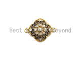 CZ Micro Pave Filigree Flower Connector, Gold plated, Pave Link Connector, 19x25mm, Sku#Z623 BestbeadsbeyondUS