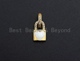 Enamel Colorful Heart On Lock Shape Pendant,CZ Micro Pave Oil Drop pendant,Enamel pendant,Enamel Jewelry,8x12mm,sku#Z645