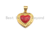 Enamel Colored heart Pendant, CZ Micro Pave Oil Drop Heart pendant, Enamel Jewelry, 15x16mm, sku#F940