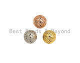 CZ Micro Pave Round Flower Patten Spacer Beads for Bracelet/Necklace, Cubic Zirconia Bracelet Beads, 10mm, sku#X114