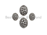 CZ Micro Pave Flat Oval Beads, Cz Pave Egg Beads, Cubic Zirconia Pave Beads, CZ Spacer Beads,16x19/25x27mm,sku#G419