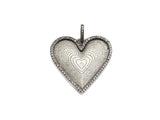 Antique Finish CZ Micro Pave Radical Heart Pendant, Silver Tone, Cubic Zirconia Big Pave Heart Charm Pendant,30x30mm, sku#F992