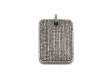 Antique Finish CZ Micro Pave Rectangle Pendant,Silver Tone, Clear Cz Big Pave Rectangle Charm Pendant,30x40mm,sku#F995