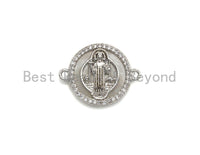 CZ Micro Pave Religious Charm on Mother-of-pearl Pendant/Charm, Cubic Zirconia Pendant Charm, 15x20mm,sku#Z690