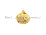 Sea Shell Shaped Pendant/Charm, Gold Scallop Shell Pendant, Beach Jewelry, Shell Jewelry, 15mm,sku#Z696