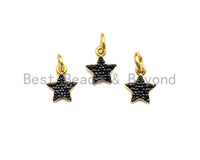 Black CZ Micro Pave Five Star Shape Pendant, Five Star Pave Pendant, Gold plated, 7x9mm, Sku#Z699