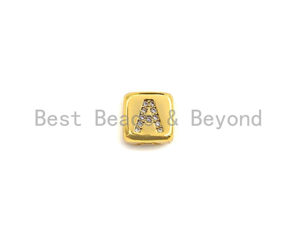 8.5mm Gold/Rose Gold/Silver Alphabet CZ Micro Pave Large Hole Spacer B –  Bestbeads&Beyond
