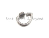 Clear CZ Micro pave Drop Shape Clasp, CZ Pave Clasp, Gold/Silver/Rose Gold/Gunmetal Carabiner Clasp, 18X24mm, sku#H185