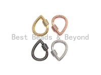 Clear CZ Micro pave Drop Shape Clasp, CZ Pave Clasp, Gold/Silver/Rose Gold/Gunmetal Carabiner Clasp, 18X24mm, sku#H185